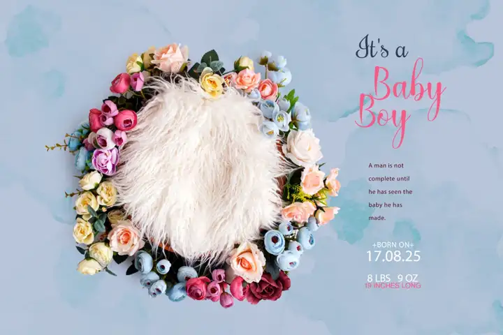 Stylish Pastel Clouds Birthday & Baby Album 12x18 PSD