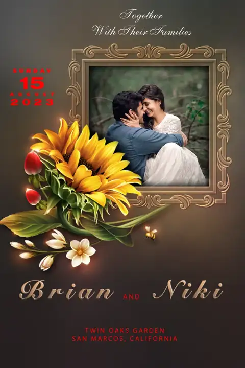 Timeless Wedding Invitation PSD with Brush Strokes