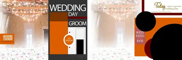 Traditional Floral Border Wedding Album 12x36 PSD