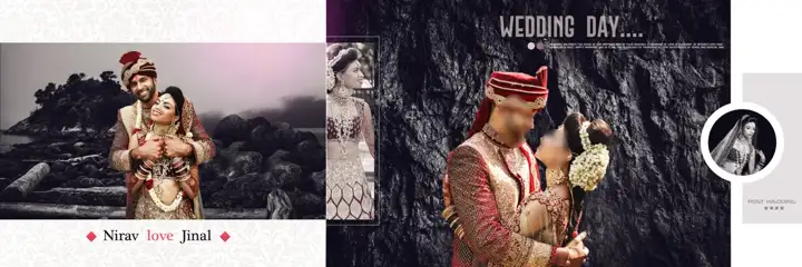 Traditional Wedding Album 12x36 PSD with Bokeh Lights