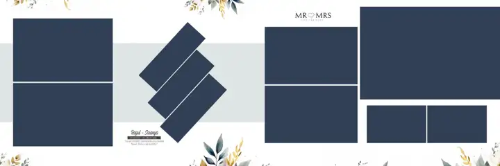Traditional Wedding Album 12x36 PSD with Gold Frame