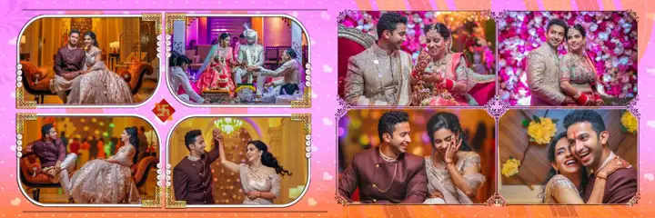 Vibrant Indian Wedding Album 12x36 PSD with Kolam Pattern