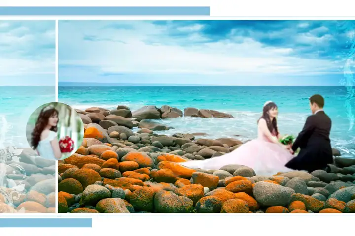 Vibrant Pastel Clouds Wedding Photo Album 18x24 PSD