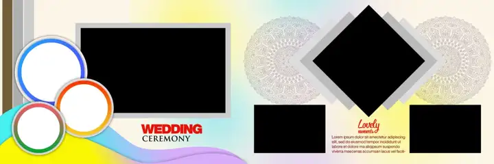 Vibrant Wedding Album 12x36 PSD with Floral Border