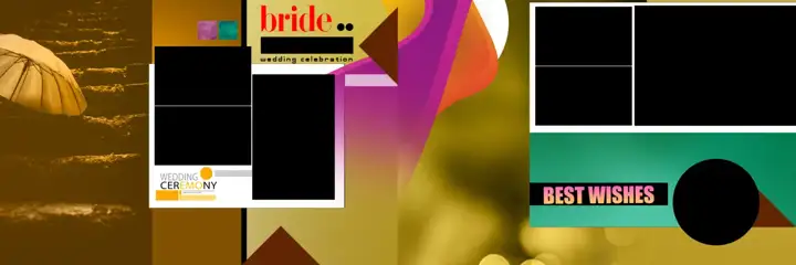 Wedding Album 12x36 PSD – Bright Gold Frame Design