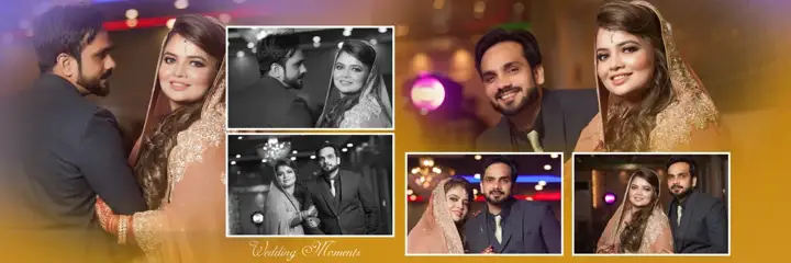Wedding Album 12x36 PSD – Golden Brush Strokes Design