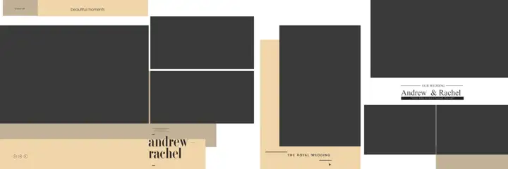 Wedding Album 12x36 PSD – Golden Geometric Lines Design