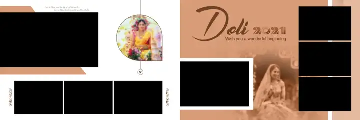 Wedding Album 12x36 PSD – Golden Lace Ornaments Design