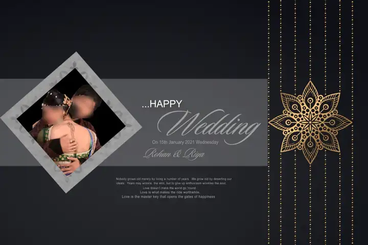 Wedding Album Cover PSD in Graceful Bokeh Lights Style