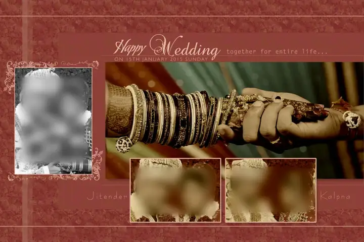 Wedding Album Cover PSD in Minimal Temple Motif Style