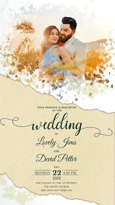 Wedding Invitation PSD in Artistic Peacock Art Style