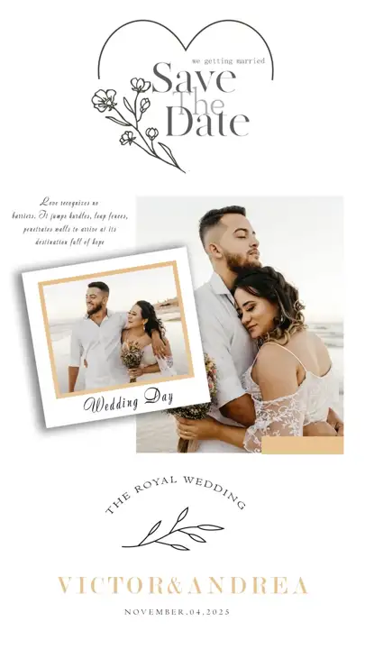 Wedding Invitation PSD in Stylish Vintage Frame Style