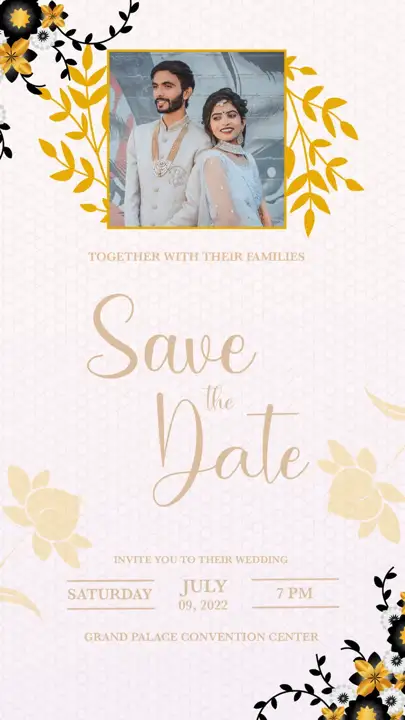 Wedding Invitation PSD – Timeless Gold Frame Design